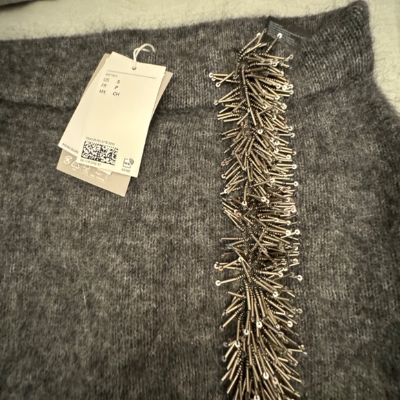 H&M Edition Beaded Detail Maxi dark grey sweater skirt, new with tags, s + m - Picture 7 of 9